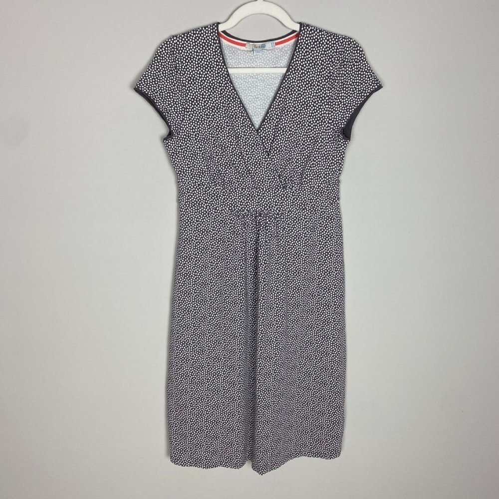 Boden Surplice Sheath Dress Womens 6 Short Sleeve Career Polka Dot V Neck